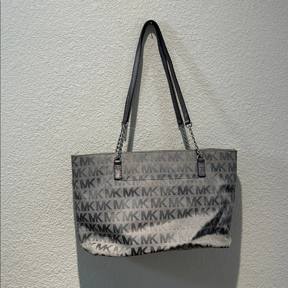 Michael Kors Gray MK Logo Chain-Strap Tote